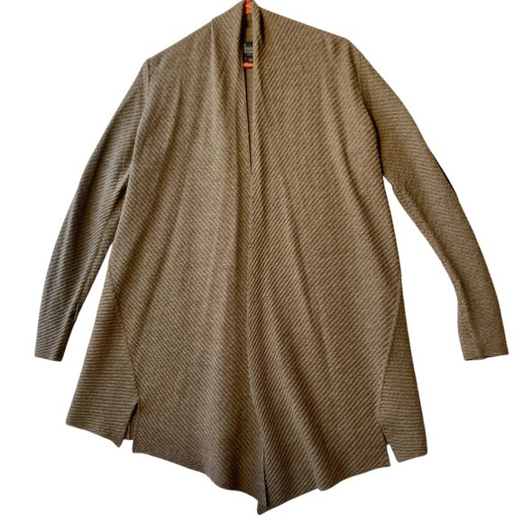 Eileen Fisher Italian Wool Womens Tan PS Sweater Lagenlook Duster Open Cardigan - Picture 1 of 16